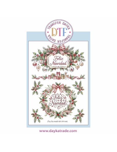 Dtf Dayka, trasferencia textil con dibujo de cartele de Feliz Navidad