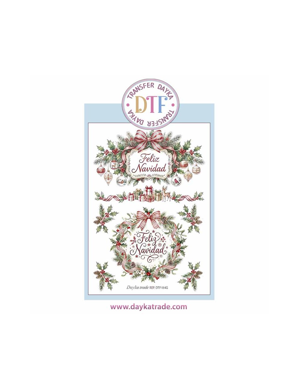Dtf Dayka, trasferencia textil con dibujo de cartele de Feliz Navidad