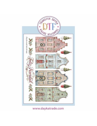 Dtf Dayka, trasferencia textil de Navidad con dibujo de casitas