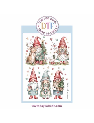 Dtf Dayka, trasferencia textil de Navidad, con dibujos de Gnomos
