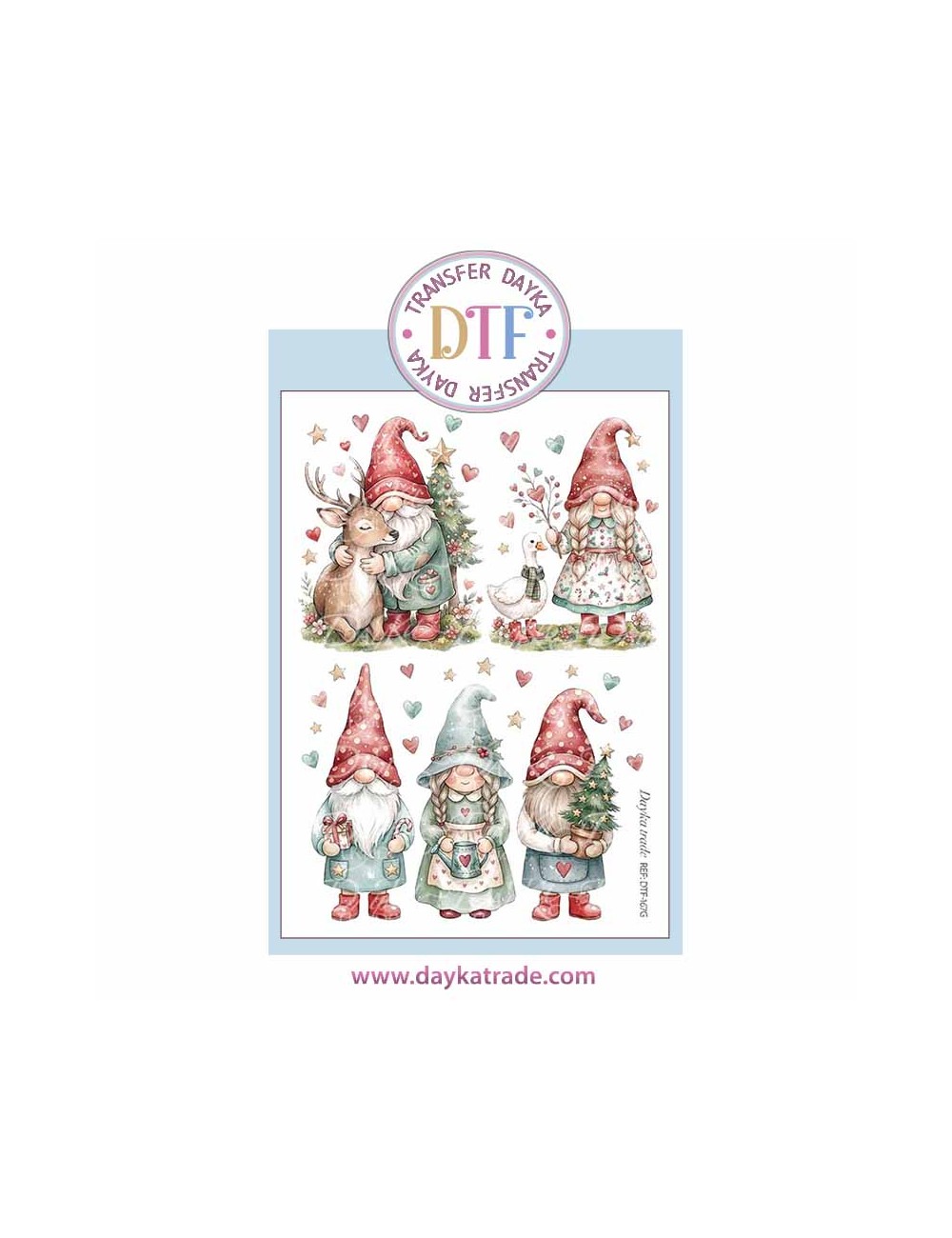 Dtf Dayka, trasferencia textil de Navidad, con dibujos de Gnomos
