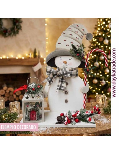 Muñeco de nieve y farol, para decoración Navideña