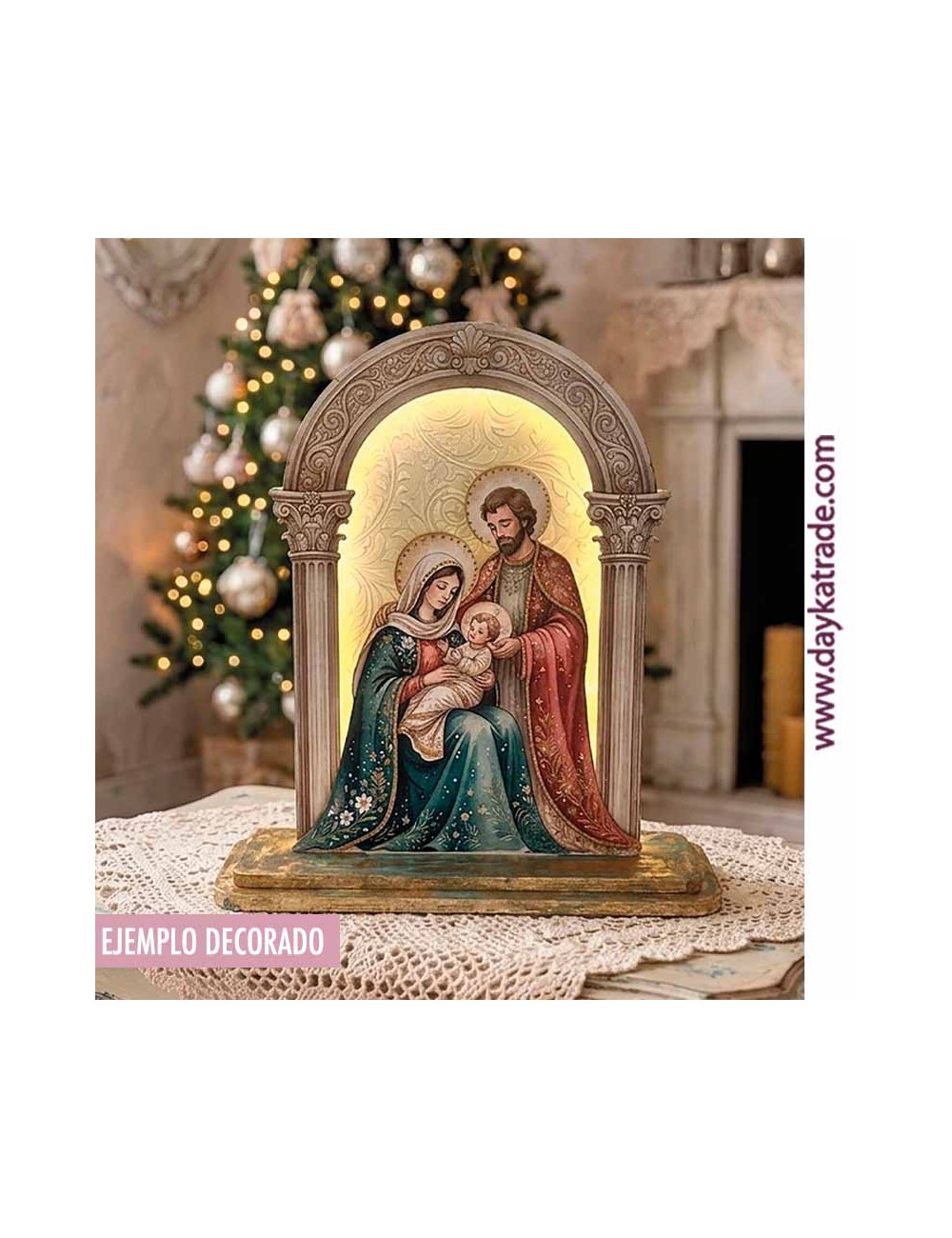 Nacimiento clásico con tela prediseñada y luces led