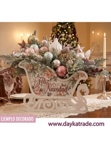 Trineo con tela prediseñada, ideal para decoración Navideña