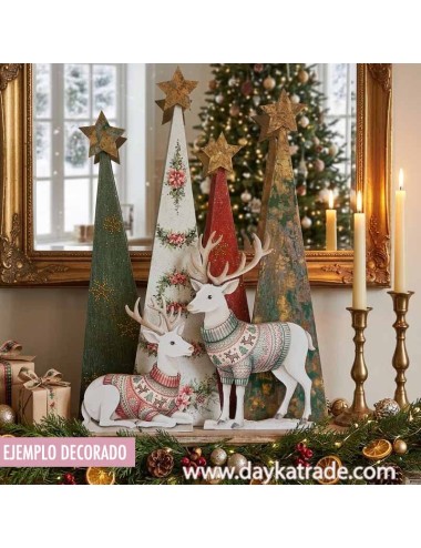 Renos con árboles y tela prediseñada, para decoraciónde  Navidad