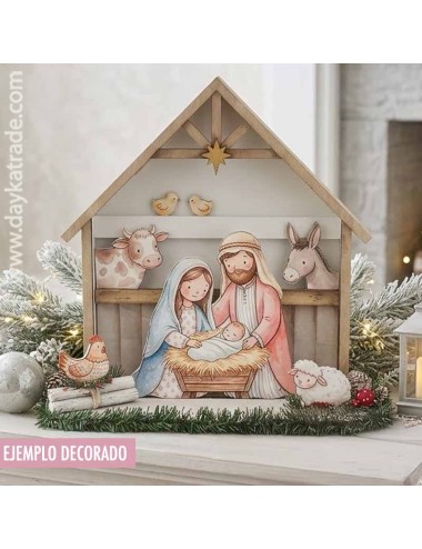 Belén con animales y casita