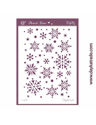 Stencil A4 dayka con fondo copos de nieve