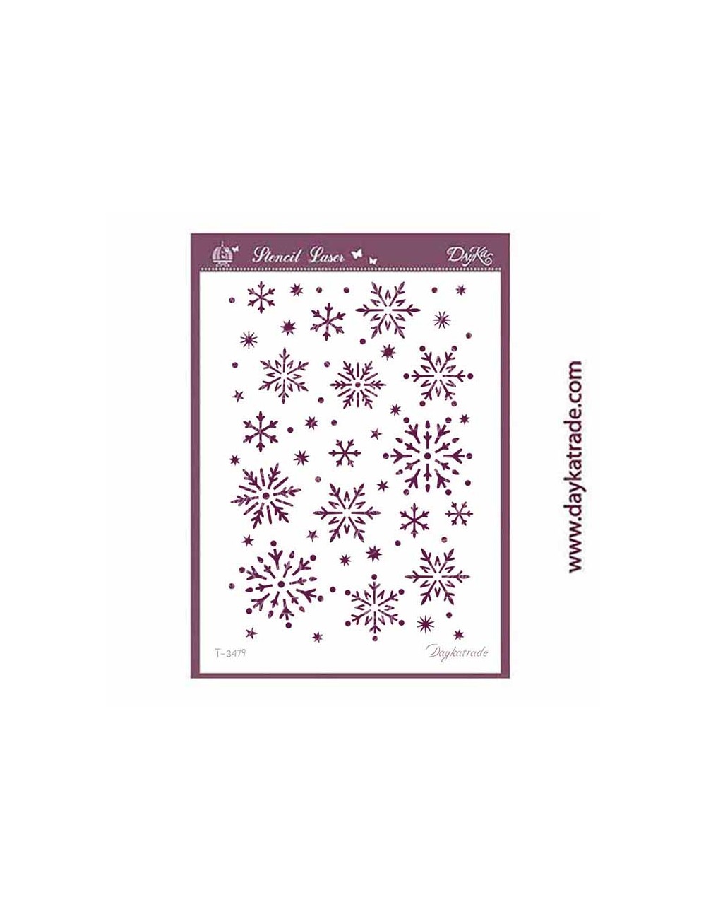 Stencil A4 dayka con fondo copos de nieve