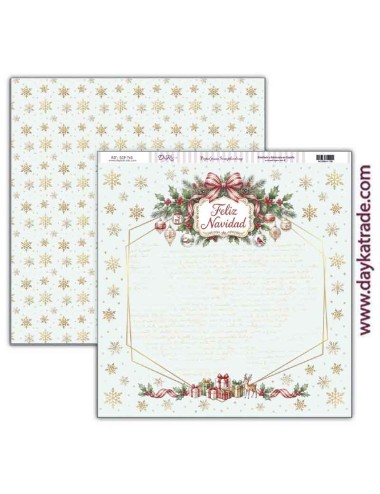 Papel scrap colección " Pide tu deseo en Navidad" cartel Feliz Navidad y regalos