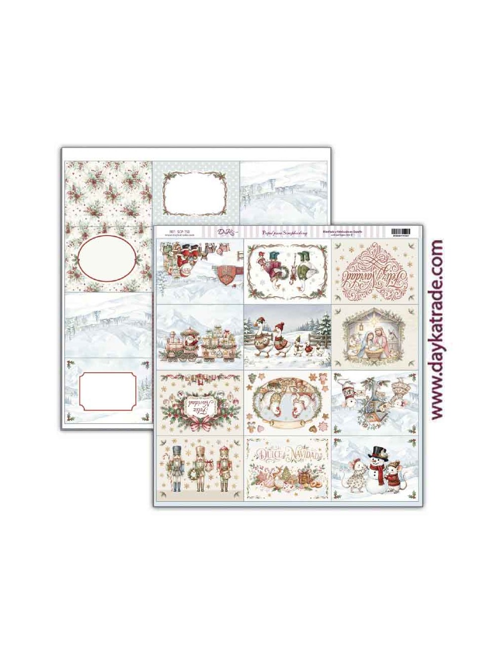 Papel scrap colección " Pide tu deseo en Navidad" tarjetas con ilustraciones