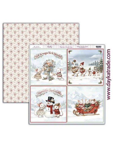 Papel scrap colección " Pide tu deseo en Navidad" 4 ilustraciones