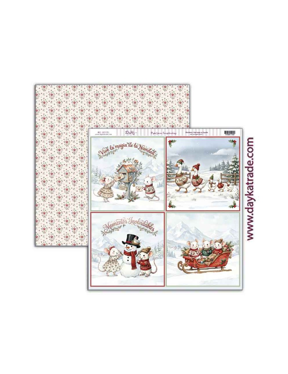 Papel scrap colección " Pide tu deseo en Navidad" 4 ilustraciones