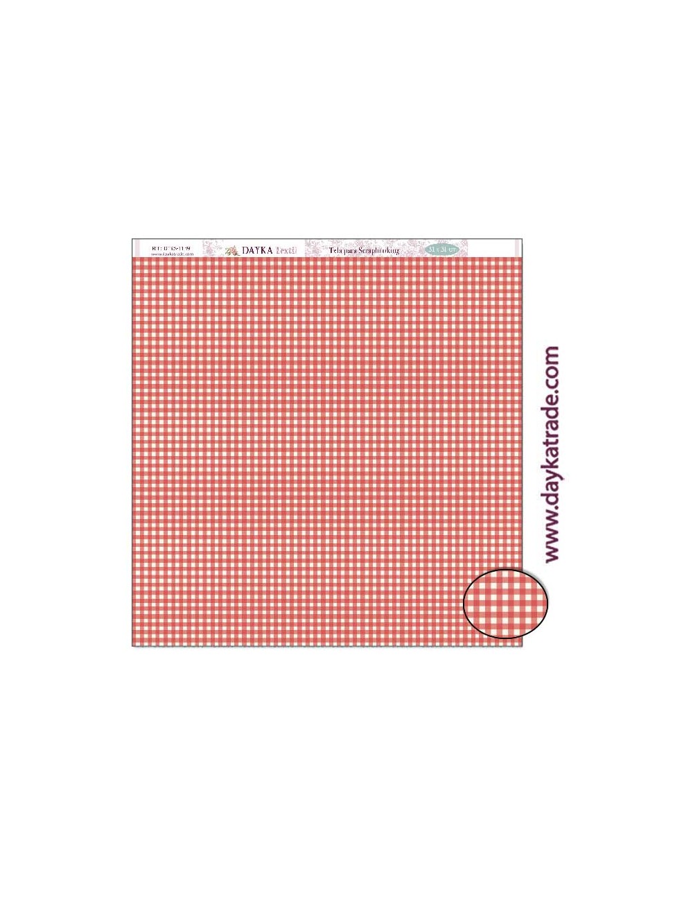 Tela para scrapbooking colección "Pide tu deseo en Nevidad" fondo de vichy rojo y beige