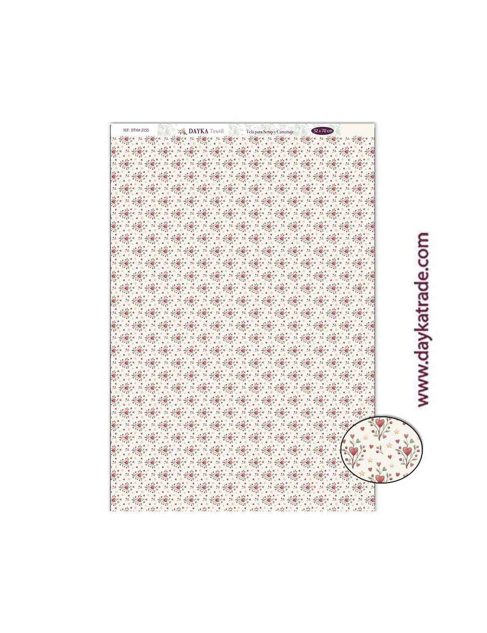 Tela para scrapbooking colección "Pide tu deseo en Navidad" fondo de ramas con corazones y estrellas