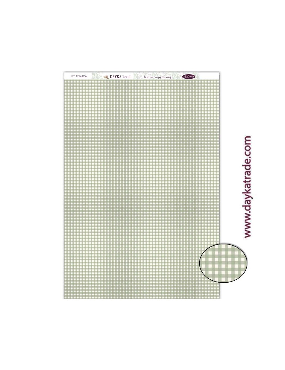 Tela para scrapbooking colección "Pide tu deseo en Navidad" fondo de cuadros vichy verdes y beige