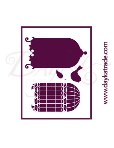 Stencil A4 dayka jaulas y pajarito