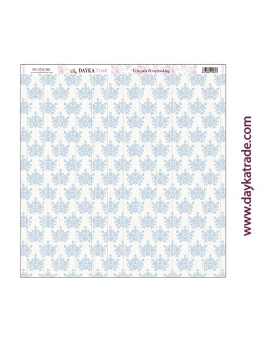 Tela para scrapbooking tablas blancas y flores azules