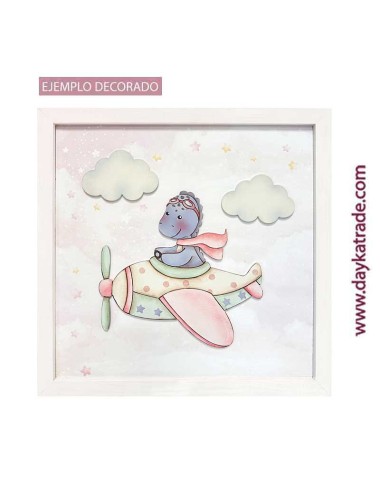 Cuadro de avión con dinosaurio