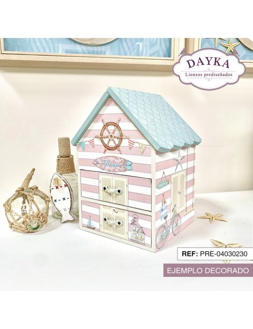 Casita 2 Cajones con tela pre-diseñada