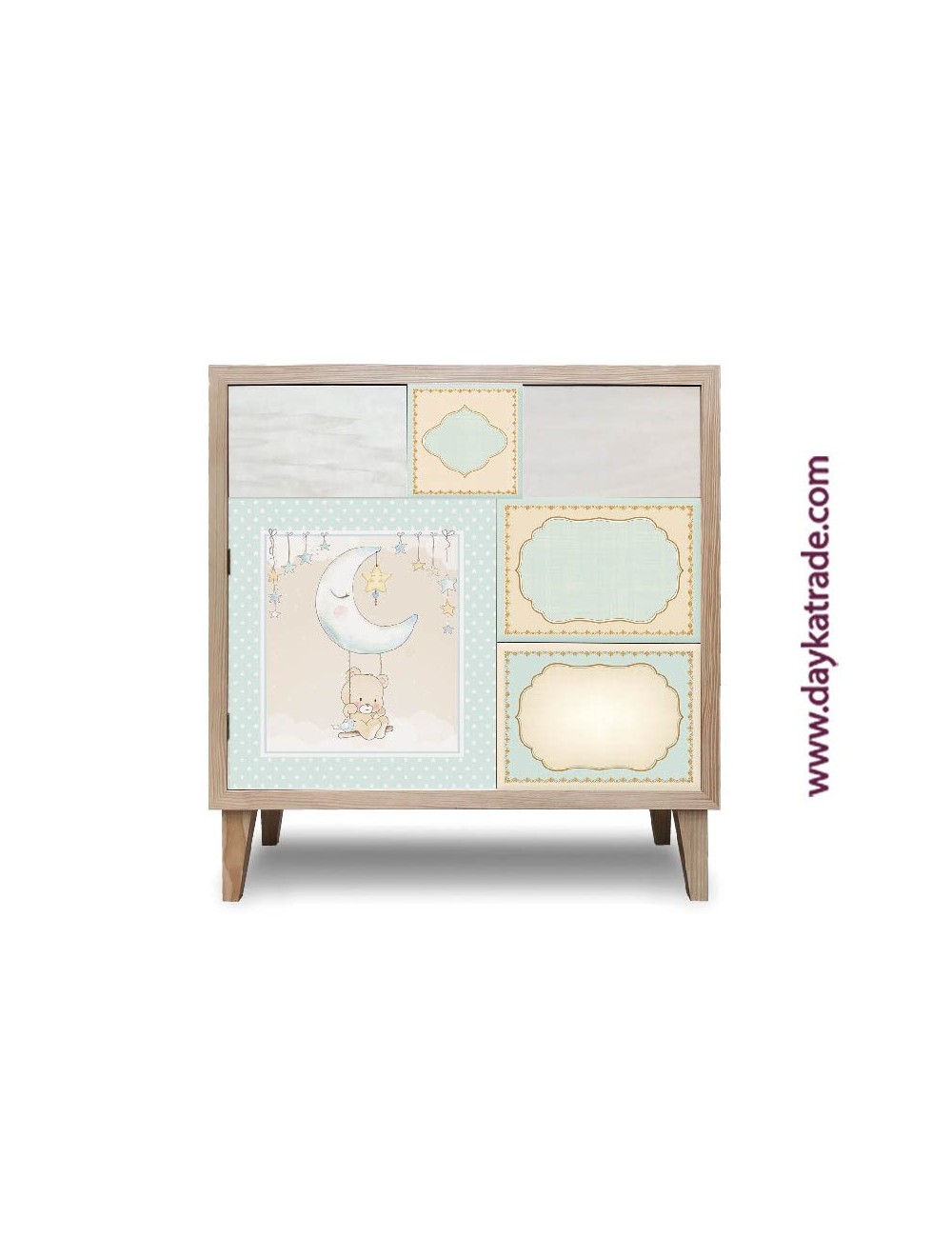 cómoda infantil oso 5 cajones + 1 puerta Con tela deCorada