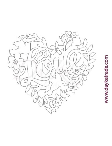 Corazón love pájaro de cartón blanCo