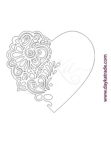 Corazón mitad filigrana de cartón blanCo