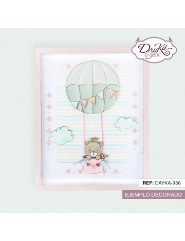 Cuadro infantil oso y globo