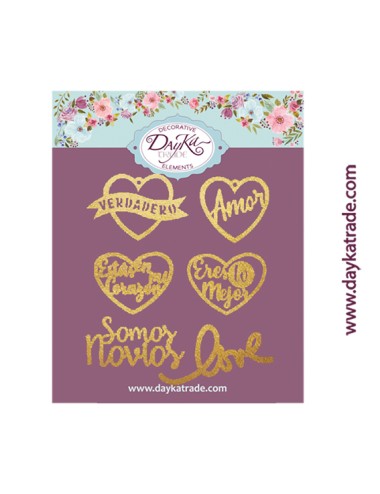 Deco dorado mensajes "love"