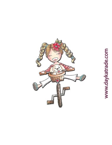 Figura 2D de niña en bici pintada colección Que me quiten lo bailao