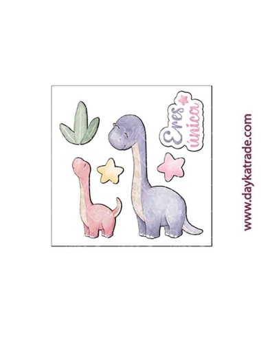Figuras 2D de dinosaurios colección bebé "Puro Amor rosas"