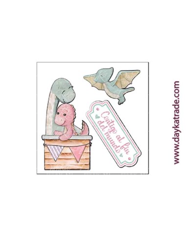 Figuras 2D de dinosaurios colección bebé "Puro Amor rosas"