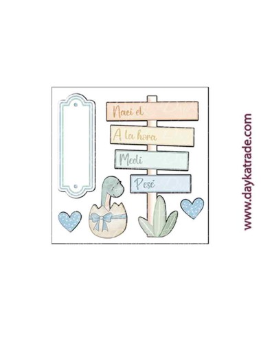 Figuras 2D de dinosaurios colección de bebé "Puro Amor azules"