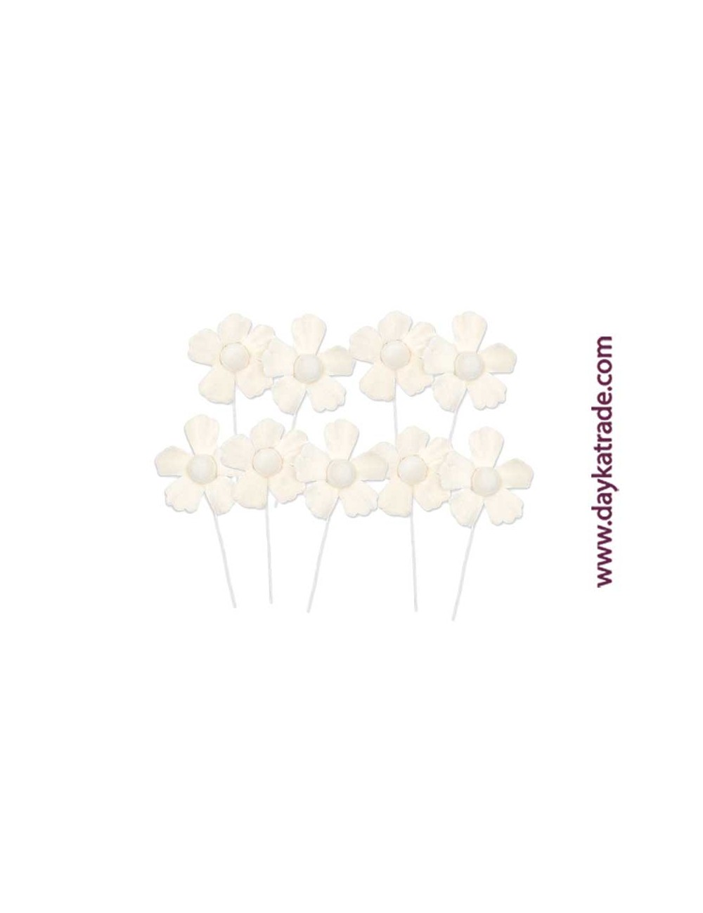 Flores tela blanco roto con alambre