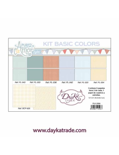 Kit de papeles basic colors colección de bebé "Puro Amor azules"