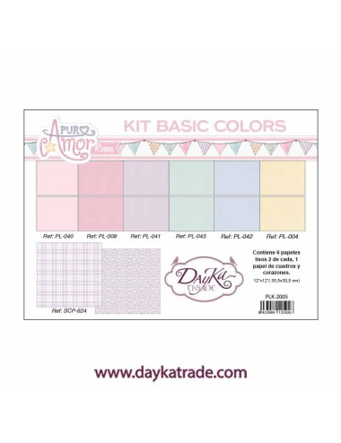 Kit de papeles basic colors colección de bebé "Puro Amor rosas"