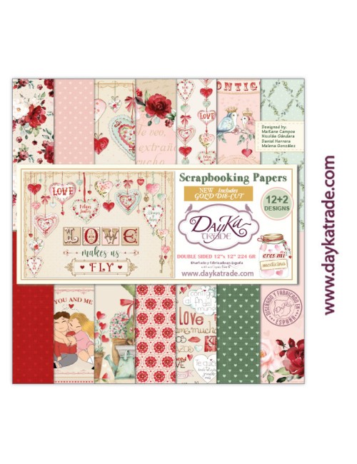 kit colección scrap "Love makes us fly" 12x12 pulgadas