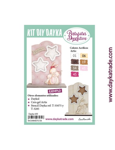 kit diy dayka portafoto mama coneja + estrellas
