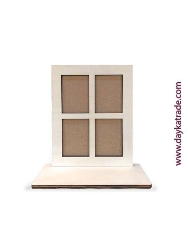 marco de fotos - ventana de madera con peana
