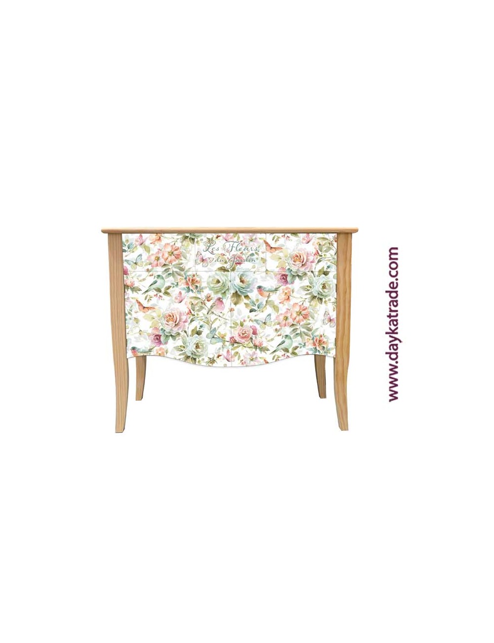mueble aparador con lienzo prediseñado flores