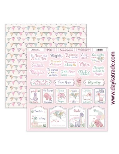 Papel scrap colección de bebé "Puro Amor rosas"
