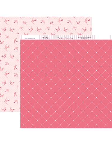 papel scrap "Comunión niña 2018 " fondos rosas pajaritos