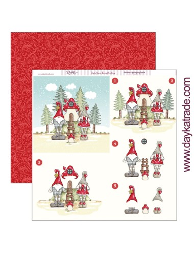 papel scrap "duendes con seta" dayka