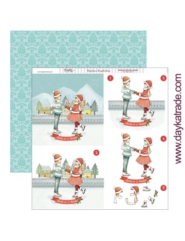 papel scrap "niños patinando" dayka