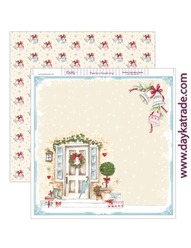 papel scrap "puerta con campanas Navidad"