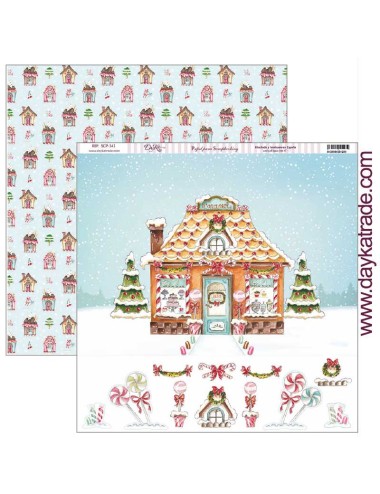 papel scrap colección "vive la Navidad"- casita dulce -