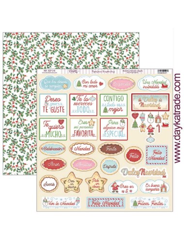 papel scrap colección "vive la Navidad"- etiquetas frases-