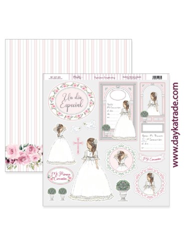 papel scrap Comunión niña - colección "Mi Primera Comunión"