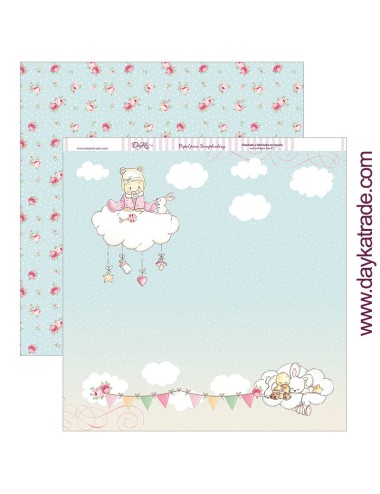papel scrapbooking "bebé en nube" dayka trade