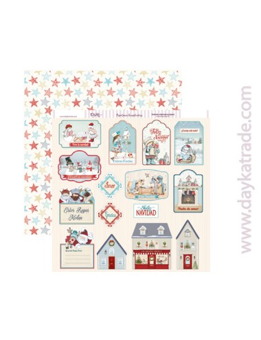papel scrapbooking "etiquetas Navidad"