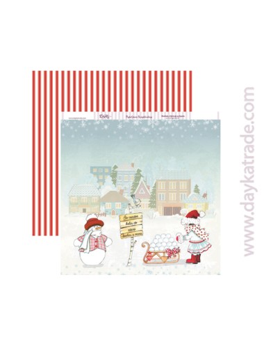 papel scrapbooking "niña bolas de nieve"